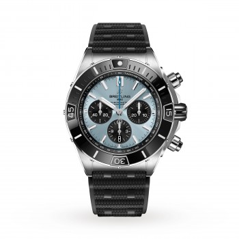 Réplique de Breitling Super Chronomat B01 44 en acier inoxydable et platine - Bleu glacier PB0136251C1S