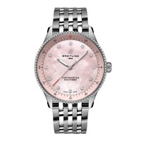 Copie de femme Breitling Navitimer 32 mm, bracelet en nacre rose, référence A77320D91K1A1