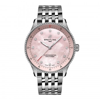 Copie de femme Breitling Navitimer 32 mm, bracelet en nacre rose, référence A77320D91K1A1