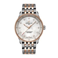 Réplique Montre femme Breitling Navitimer 32 mm, acier inoxydable nacre blanche et or rouge 18 carats U77320E61A1U1