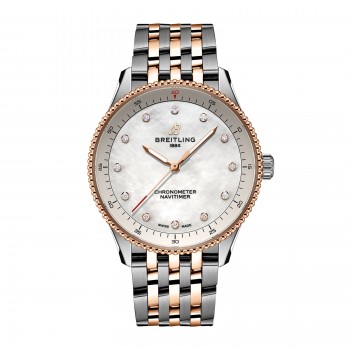 Réplique Montre femme Breitling Navitimer 32 mm, acier inoxydable nacre blanche et or rouge 18 carats U77320E61A1U1