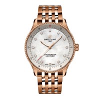 Réplique Montre femme Breitling Navitimer 32 mm, bracelet en nacre blanche et or rouge 18 carats, référence R77320E61A1R1