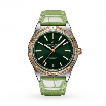 Réplique Montre femme Breitling Chronomat Automatic 36 avec bracelet en cuir vert mer du Sud U10380611L1P1
