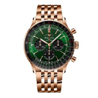 Imitation homme Breitling Navitimer Chronographe en or rose 18 carats, 46 mm, verte RB0137241L1R1