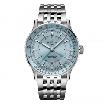 Imitation homme Breitling Navitimer Automatic GMT 41 mm, acier inoxydable bleu clair A32310171C1A1