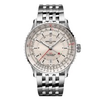 Réplique Montre homme Breitling Navitimer Automatic GMT 41 mm, acier inoxydable argenté A32310211G1A1