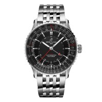 Réplique de homme Breitling Navitimer Automatic GMT 41 mm, acier inoxydable noir A32310251B1A1