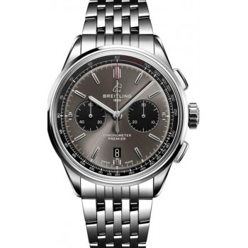 Imitation Chronographe Breitling Premier B01 42, cadran gris Black-eye, acier, homme AB0118221B1A1