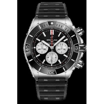 Copie de homme Breitling Super Chronomat automatique, cadran noir, bracelet en caoutchouc, AB0136251B1S1