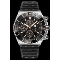 Réplique Montre Bracelet en caoutchouc pour homme Breitling Super Chronomat, cadran noir, I19320251B1S1