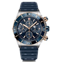 Copie de Breitling Super Chronomat calendrier 4 ans cadran bleu bracelet caoutchouc U19320161C1S1