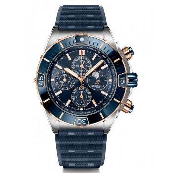 Copie de Breitling Super Chronomat calendrier 4 ans cadran bleu bracelet caoutchouc U19320161C1S1