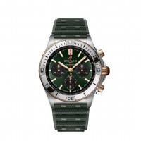 Réplique de Breitling Chronomat B01 42 UB0134131L1S1 Acier inoxydable Or rouge Bracelet en caoutchouc vert