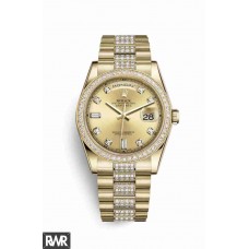 Réplique Rolex Day-Date 36 or jaune 118348 diamants sertis couleur champagne Cadran