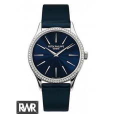 Réplique Patek Philippe Calatrava Or Blanc 18kt Diamant Bleu Nuit 4896G