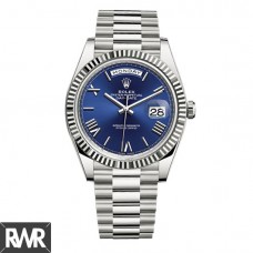 Réplique Rolex Day-Date 40 Cadran Bleu Or Blanc 18K Automatique pour hommes 228239BR