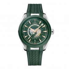 Copie de homme Omega Seamaster Aqua Terra 150m Co-Axial Master Chronometer GMT Worldtimer 43mm, bracelet en caoutchouc vert O22032432210001