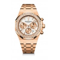Réplique Montre Audemars Piguet Royal Oak Chronographe 38 Or rose Diamant Argent 26315OR.ZZ.1256OR.01