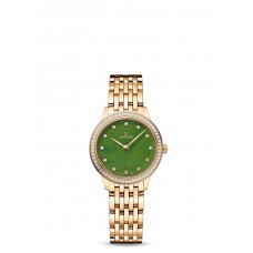 Imitation Bracelet Omega De Ville Quartz 27,5 434.55.28.60.99.001 en or jaune, diamants et jade
