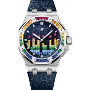 Réplique Montre Audemars Piguet Royal Oak Offshore à remontage automatique - Édition Musique, or blanc 37 mm, cadran bleu, référence 77601BC.YY.D343CA.01 Réplique Montre Audemars Piguet Royal Oak Offshore à remontage automatique - Édition Musique, or blanc 37 mm, cadran bleu, référence 77601BC.YY.D343CA.01
