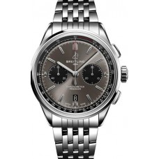 Imitation Chronographe Breitling Premier B01 42, cadran gris Black-eye, acier, homme AB0118221B1A1