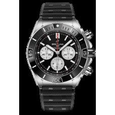 Copie de homme Breitling Super Chronomat automatique, cadran noir, bracelet en caoutchouc, AB0136251B1S1