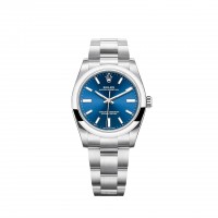 Réplique de Rolex Oyster Perpetual 34, bracelet Oyster et cadran bleu brillant Réplique de Rolex Oyster Perpetual 34, bracelet Oyster et cadran bleu brillant