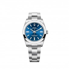 Réplique de Rolex Oyster Perpetual 34, bracelet Oyster et cadran bleu brillant