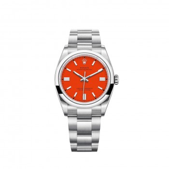 Imitation Rolex Oyster Perpetual 36 Cadran rouge corail Bracelet Oyster