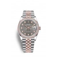 Réplique Montre Rolex Datejust 36 Oystersteel, or Everose et diamants M126281RBR-0029