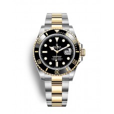 Imitation Rolex Submariner Date, lunette en Rolesor jaune et Cerachrom noir, 41 mm