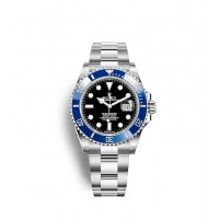 Copie de Rolex Submariner Date en or blanc 18 carats avec lunette Cerachrom bleue