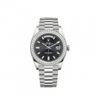 Copie de Rolex Day-Date 40 en or blanc 18 carats avec cadran serti de diamants noirs Copie de Rolex Day-Date 40 en or blanc 18 carats avec cadran serti de diamants noirs