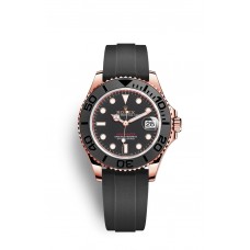 Copie de Rolex Yacht-Master 37 Noir mat Cerachrom Or Everose 18 carats M268655-0017