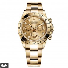 Réplique Rolex Cosmograph Daytona Champagne Diamants Cadran Or Jaune 18 Carats Homme