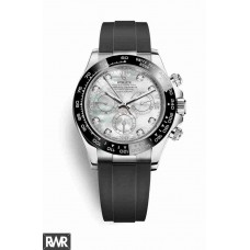 Réplique Rolex Cosmograph Daytona Or blanc 18 ct 116519LN Nacre blanche sertie de diamants Cadran