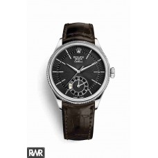 Réplique Rolex Cellini Dual Time Or blanc 18 ct 50529 Cadran guilloché noir